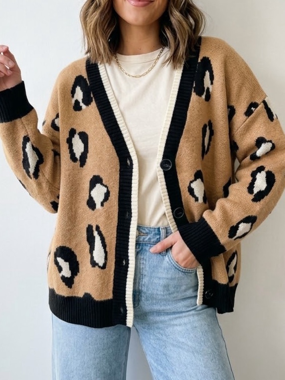 VICI Leopard Cardigan Sweater Size XL Women’s